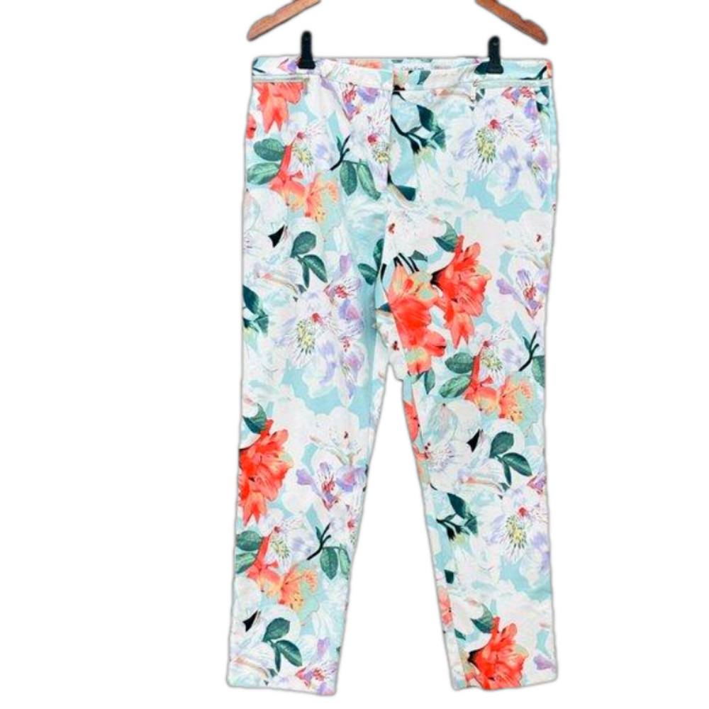 Calvin Klein Floral Print Suit Ankle Pants Womens Sz 14